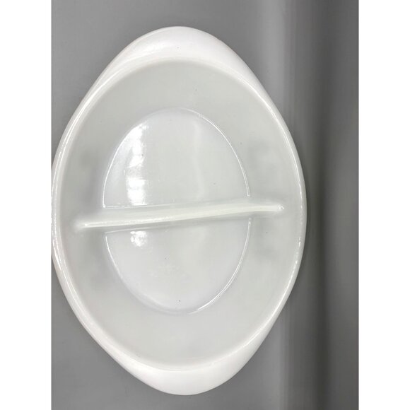 Vintage Glasbake Green Floral Daisy Divided Casserole Milk Glass‎ - Picture 2 of 5